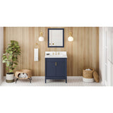 Jeffrey Alexander - 30'' Hale Blue Theodora Vanity, White Quartz Vanity Top, Undermount Rectangle Bowl - Hale Blue