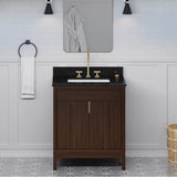 30'' Black Theodora Vanity, Black Granite Vanity Top, Undermount Rectangle Bowl