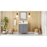 Jeffrey Alexander - 30'' Grey Theodora Vanity, White Quartz Vanity Top, Undermount Rectangle Bowl - Grey