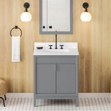 30'' Black Theodora Vanity, White Quartz Vanity Top, Undermount Rectangle Bowl