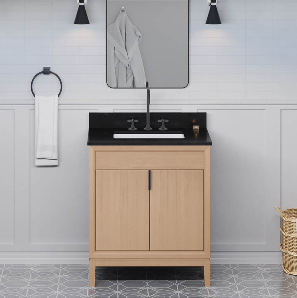 30'' Black Theodora Vanity, Black Granite Vanity Top, Undermount Rectangle Bowl