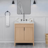 30'' Black Theodora Vanity, Calacatta Vienna Quartz Vanity Top, Undermount Rectangle Bowl
