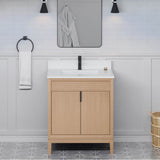 30'' Black Theodora Vanity, White Quartz Vanity Top, Undermount Rectangle Bowl