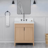 30'' Black Theodora Vanity, White Quartz Vanity Top, Undermount Rectangle Bowl