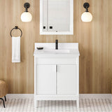 30'' Black Theodora Vanity, White Quartz Vanity Top, Undermount Rectangle Bowl