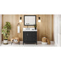 Jeffrey Alexander - 36'' Black Theodora Vanity, Left Offset, White Quartz Vanity Top, Undermount Rectangle Bowl - Black