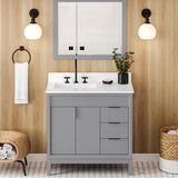 36'' Black Theodora Vanity, Left Offset, White Quartz Vanity Top, Undermount Rectangle Bowl