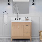 36'' Black Theodora Vanity, Left Offset, White Quartz Vanity Top, Undermount Rectangle Bowl