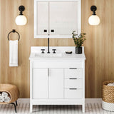 36'' Black Theodora Vanity, Left Offset, White Quartz Vanity Top, Undermount Rectangle Bowl
