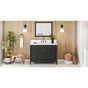 Jeffrey Alexander - 48'' Black Theodora Vanity, White Quartz Vanity Top, Undermount Rectangle Bowl - Black