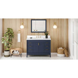 Jeffrey Alexander - 48'' Hale Blue Theodora Vanity, White Quartz Vanity Top, Undermount Rectangle Bowl - Hale Blue