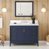 48'' Black Theodora Vanity, White Quartz Vanity Top, Undermount Rectangle Bowl