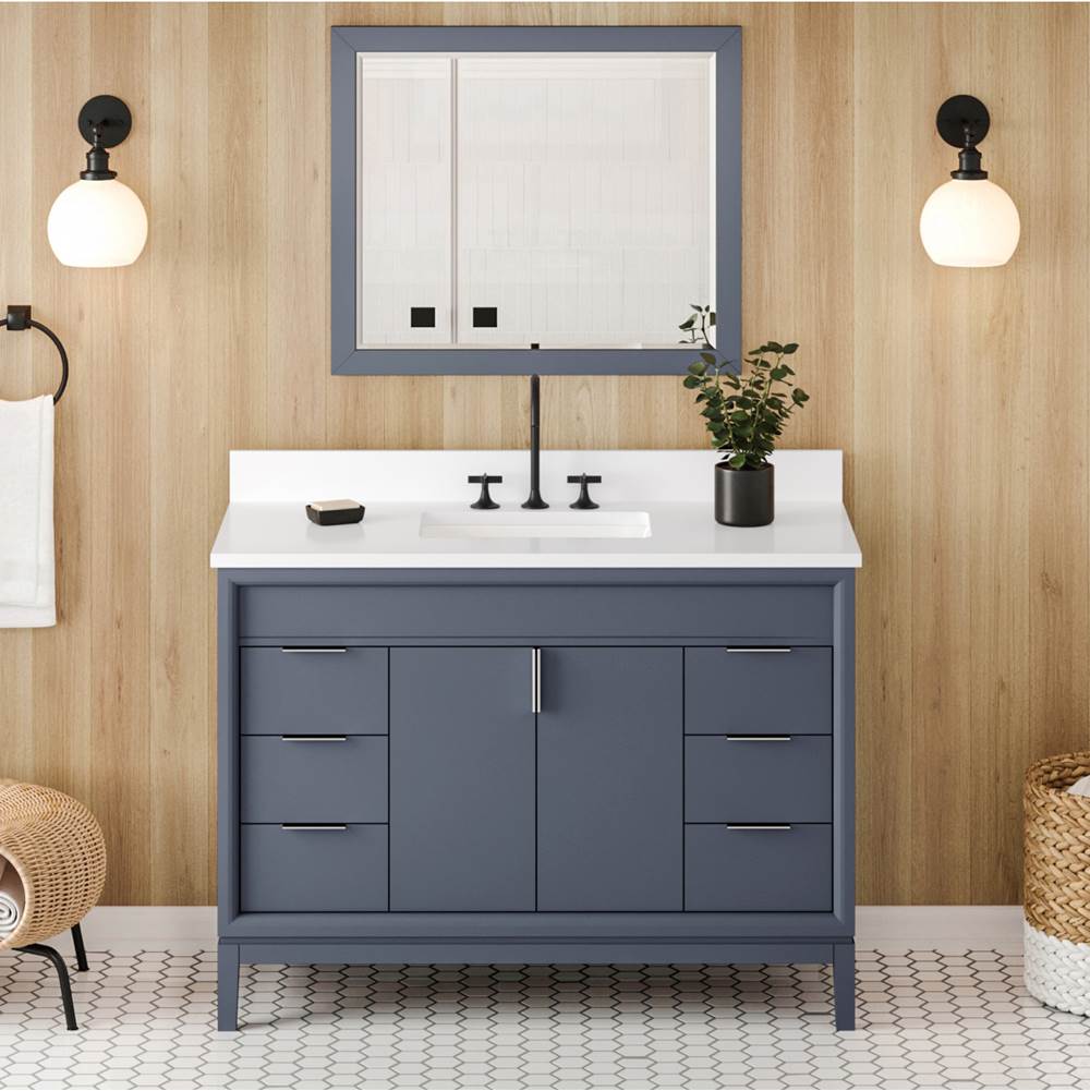 48'' Black Theodora Vanity, White Quartz Vanity Top, Undermount Rectangle Bowl