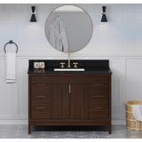 48'' Black Theodora Vanity, Black Granite Vanity Top, Undermount Rectangle Bowl