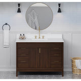 48'' Black Theodora Vanity, White Quartz Vanity Top, Undermount Rectangle Bowl