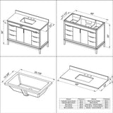 48'' Black Theodora Vanity, White Quartz Vanity Top, Undermount Rectangle Bowl