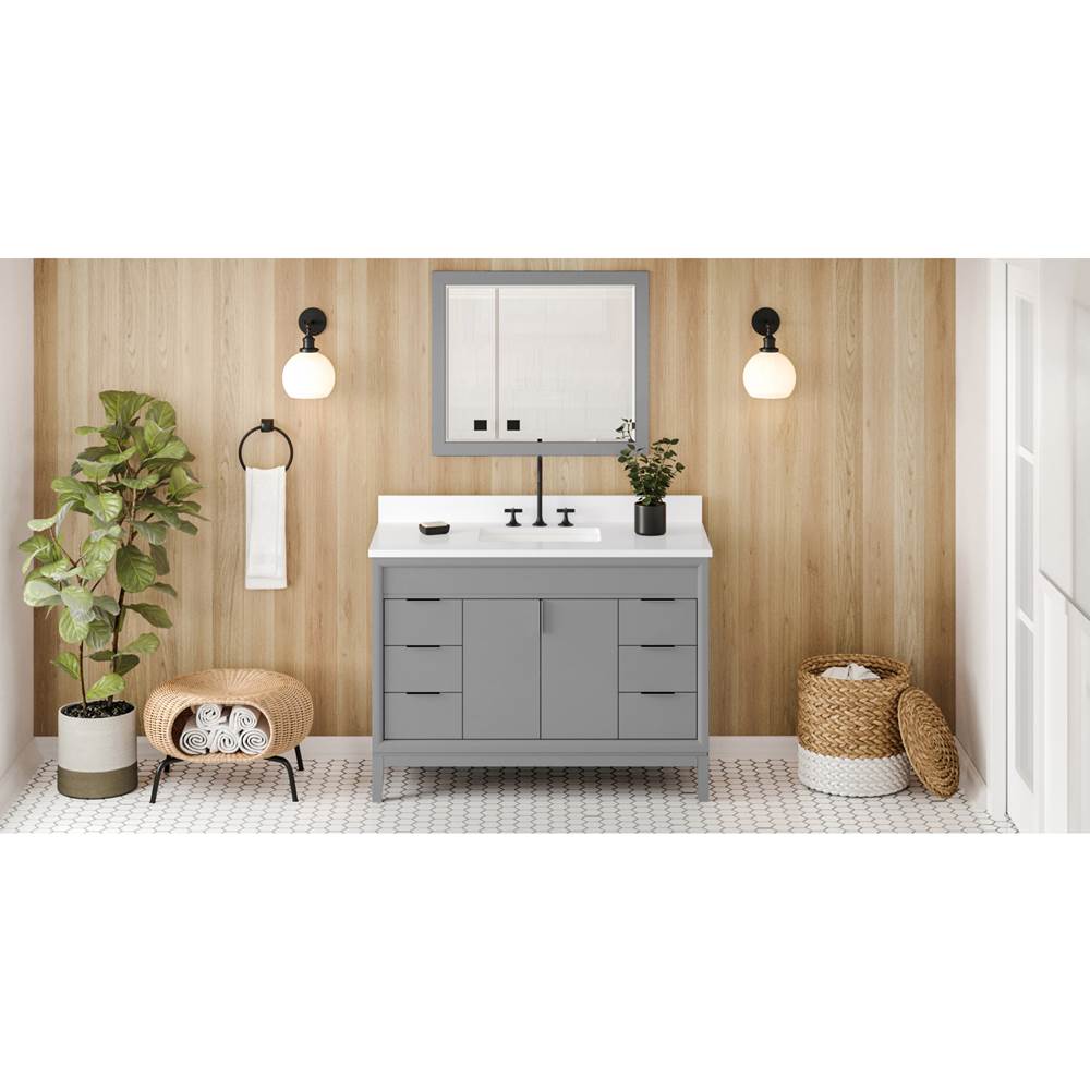 Jeffrey Alexander - 48'' Grey Theodora Vanity, White Quartz Vanity Top, Undermount Rectangle Bowl - Grey
