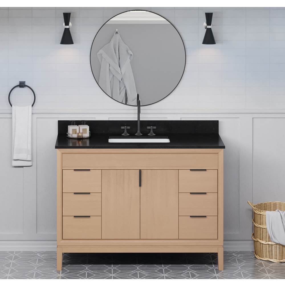48'' Black Theodora Vanity, Black Granite Vanity Top, Undermount Rectangle Bowl