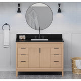 48'' Black Theodora Vanity, Black Granite Vanity Top, Undermount Rectangle Bowl