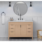 48'' Black Theodora Vanity, White Carrara Marble Vanity Top, Undermount Rectangle Bowl