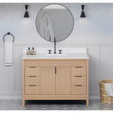 48'' Black Theodora Vanity, White Quartz Vanity Top, Undermount Rectangle Bowl