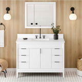 48'' Black Theodora Vanity, White Quartz Vanity Top, Undermount Rectangle Bowl