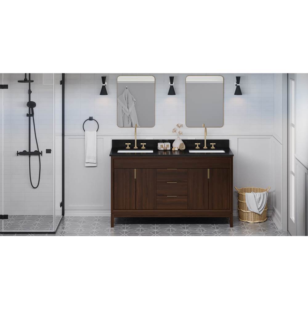 Jeffrey Alexander - Theodora 60'' Double Bathroom Vanity Set - Dark Walnut