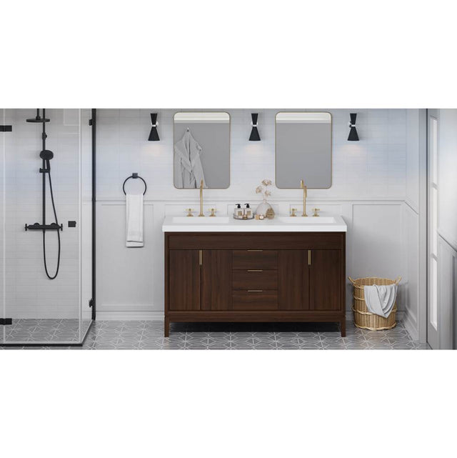 Jeffrey Alexander - Theodora 60'' Double Bathroom Vanity Set - Dark Walnut