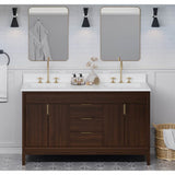 60'' Black Theodora Vanity, Double Bowl, White Quartz Vanity Top, Two Undermount Rectangle Bowls