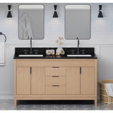 60'' Black Theodora Vanity, Double Bowl, Black Granite Vanity Top, Two Undermount Rectangle Bowls