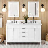 60'' Black Theodora Vanity, Double Bowl, White Quartz Vanity Top, Two Undermount Rectangle Bowls