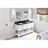 60'' Grey Wavecrest Vanity, double bowl, Black Granite Vanity Top, two undermount rectangle bowls