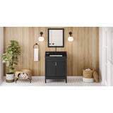 Jeffrey Alexander - 30'' Black Theodora Vanity, Black Granite Vanity Top, Undermount Rectangle Bowl - Black