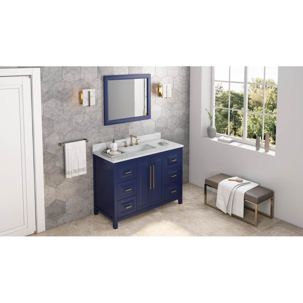 Jeffrey Alexander - 48'' Hale Blue Cade Vanity, White Carrara Marble Vanity Top, undermount rectangle bowl - Hale Blue