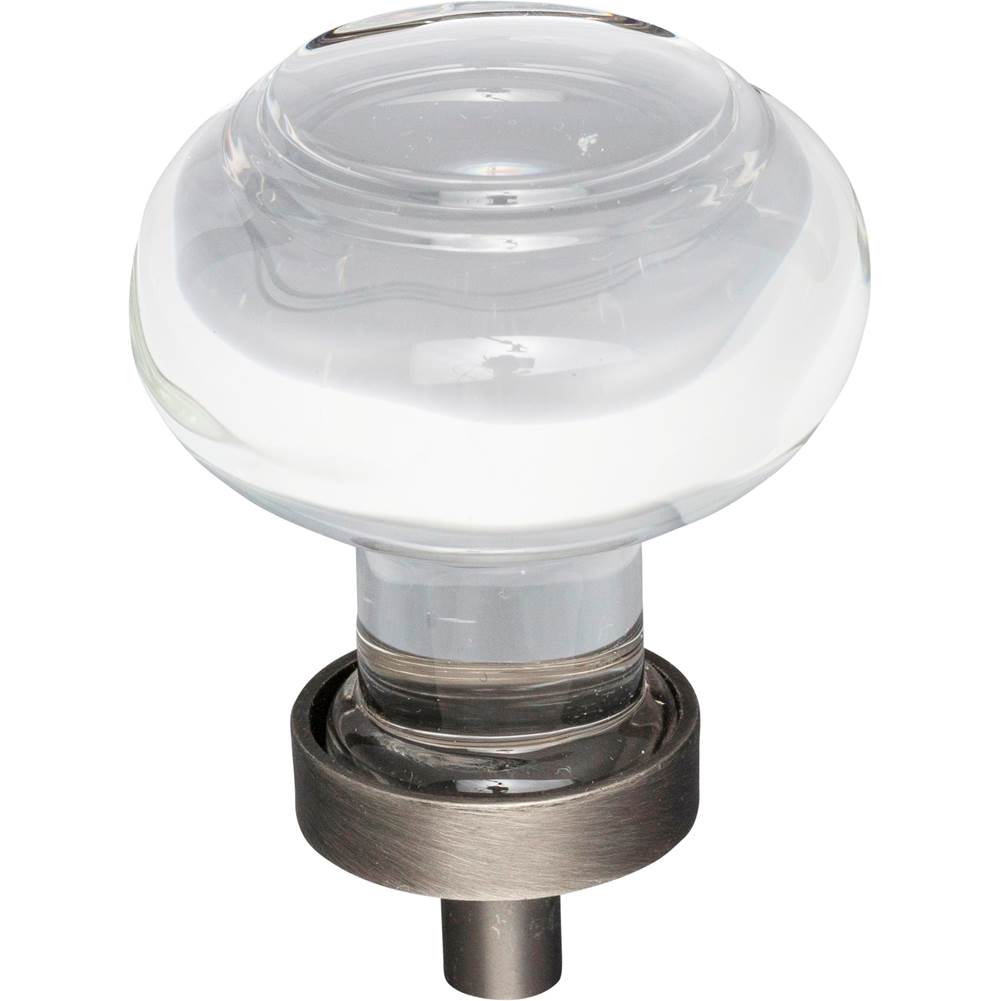 Jeffrey Alexander - 1-7/16'' Diameter Brushed Pewter Button Glass Harlow Cabinet Knob - Brushed Pewter