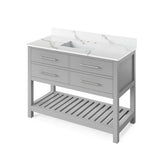 Jeffrey Alexander - 48'' Grey Wavecrest Vanity, Calacatta Vienna Quartz Vanity Top, undermount rectangle bowl - Grey