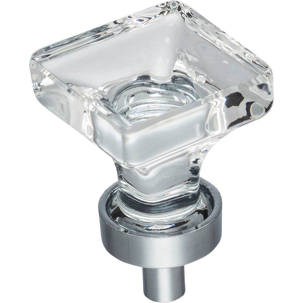 Jeffrey Alexander - 1'' Overall Length Polished Chrome Square Glass Harlow Cabinet Knob - Polished Chrome