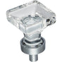 Jeffrey Alexander - 1'' Overall Length Polished Chrome Square Glass Harlow Cabinet Knob - Polished Chrome