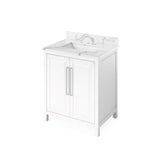 Jeffrey Alexander - 30'' White Cade Vanity, Calacatta Vienna Quartz Vanity Top, undermount rectangle bowl - White