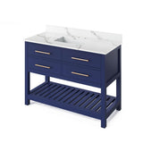 Jeffrey Alexander - 48'' Hale Blue Wavecrest Vanity, Calacatta Vienna Quartz Vanity Top, undermount rectangle bowl - Hale Blue