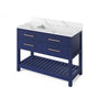 Jeffrey Alexander - 48'' Hale Blue Wavecrest Vanity, Calacatta Vienna Quartz Vanity Top, undermount rectangle bowl - Hale Blue