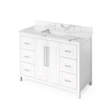 Jeffrey Alexander - 48'' White Cade Vanity, Calacatta Vienna Quartz Vanity Top, undermount rectangle bowl - White