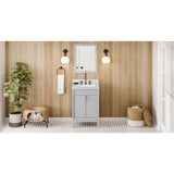 Jeffrey Alexander - 24'' Grey Theodora Vanity, White Carrara Marble Vanity Top, Undermount Rectangle Bowl - Grey