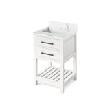 Jeffrey Alexander - 24'' White Wavecrest Vanity, Calacatta Vienna Quartz Vanity Top, undermount rectangle bowl - White