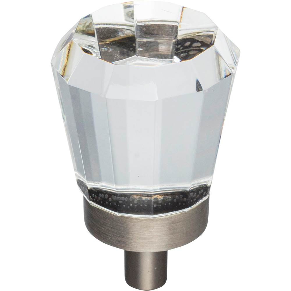 Jeffrey Alexander - 1'' Overall Length Brushed Pewter Faceted Glass Harlow Cabinet Knob - Brushed Pewter