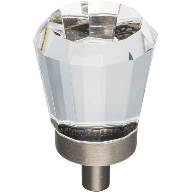 Jeffrey Alexander - 1'' Overall Length Brushed Pewter Faceted Glass Harlow Cabinet Knob - Brushed Pewter