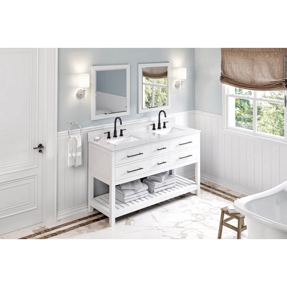 Jeffrey Alexander - 60'' White Wavecrest Vanity, double bowl - White
