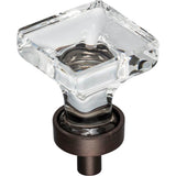 Jeffrey Alexander - 1'' Overall Length Brushed Oil Rubbed Bronze Square Glass Harlow Cabinet Knob - Brushed Oil Rubbed Bronze