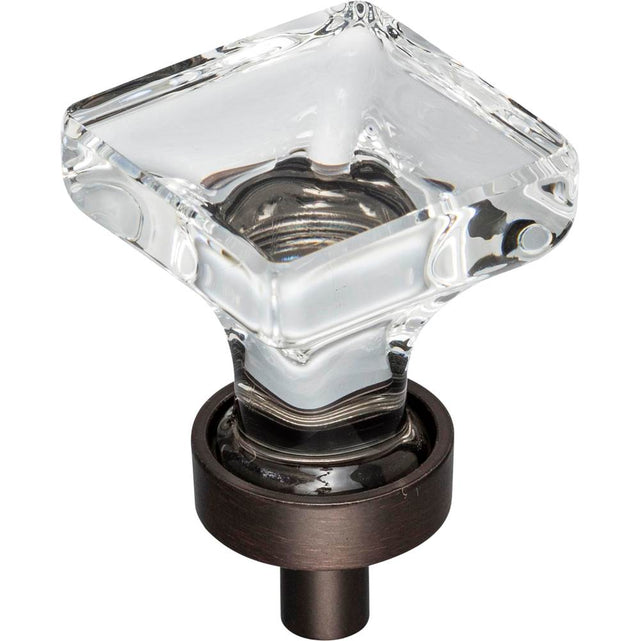Jeffrey Alexander - 1'' Overall Length Brushed Oil Rubbed Bronze Square Glass Harlow Cabinet Knob - Brushed Oil Rubbed Bronze