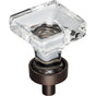 Jeffrey Alexander - 1'' Overall Length Brushed Oil Rubbed Bronze Square Glass Harlow Cabinet Knob - Brushed Oil Rubbed Bronze